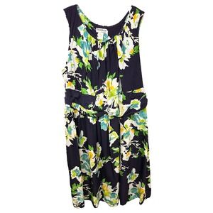 NorthStyle Plus Size 24W Dress Midi Floral Navy‎ Blue Sleeveless Vacation 1166